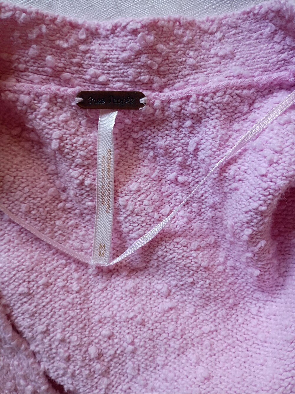 Free  People Oversize  Pink Textured Button-Front Cardigan Size M - Picture 6 of 15